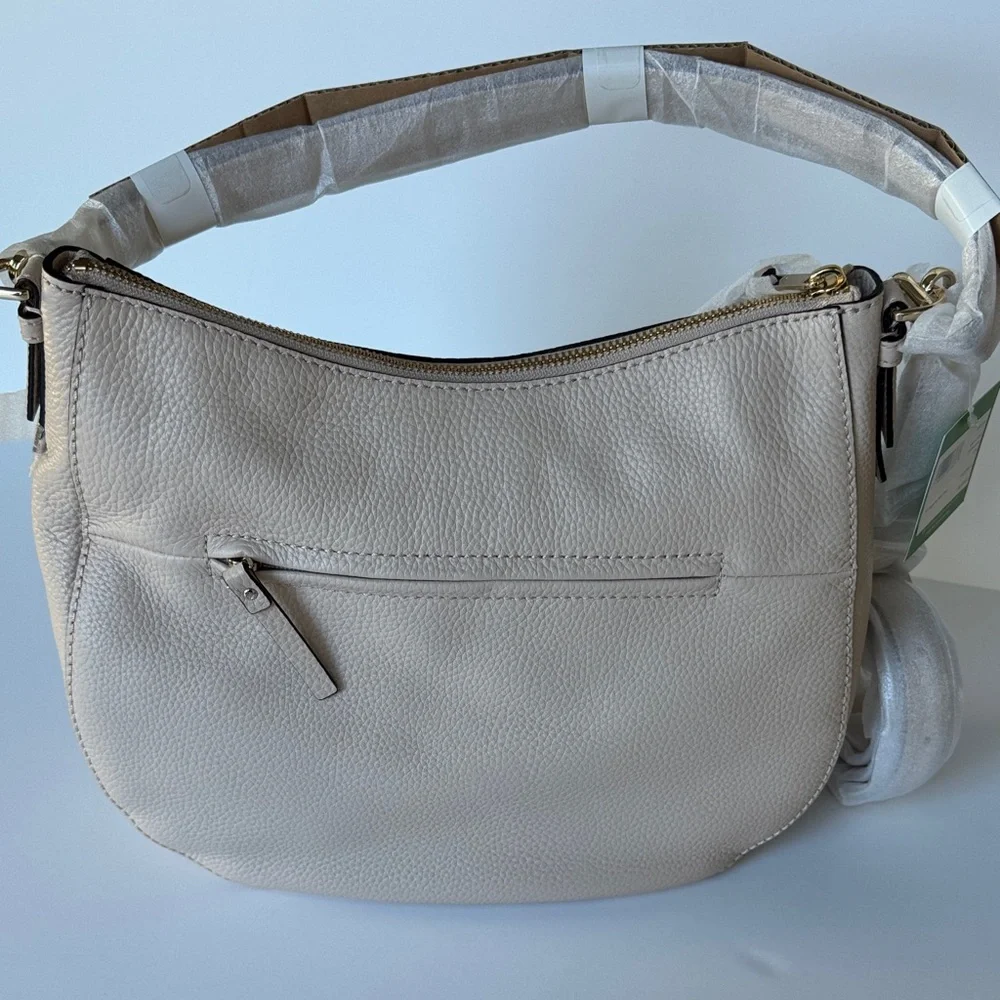 Kate Spade Jackson Street Mylie Hobo Crossbody Bag Cream Pebbled Leather - Picture 7 of 16